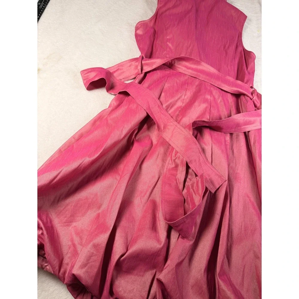 Samuel Dong Dress Womens S Pink Ruffle High Neck Bubble Hem Fit & Flare Party - Picture 11 of 14